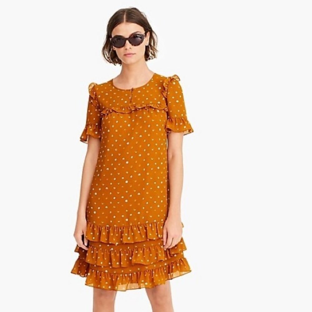 NWT J.Crew Point Sur Ruffle Dress Crinkle Chiffon